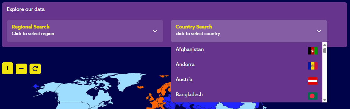 image of the region and country selectors