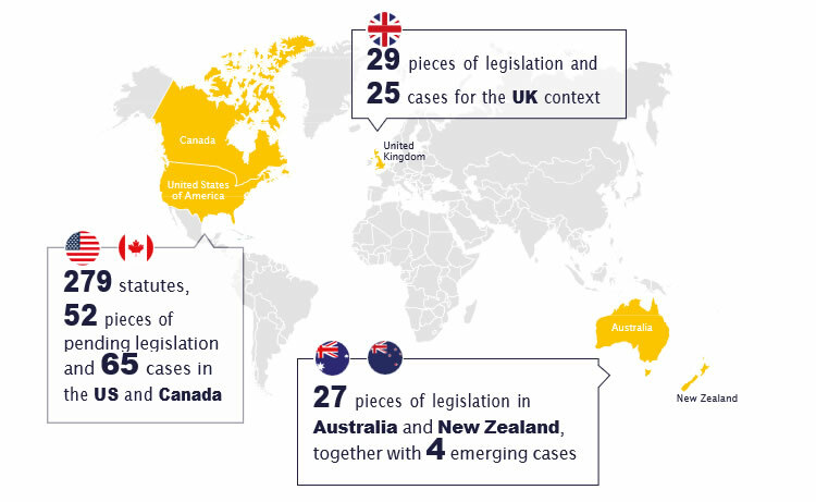 world map showing the legislation around AI-generated CSAM across the 5 eyes nations